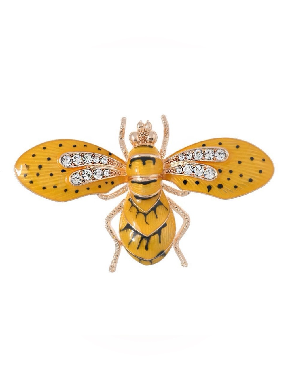 Large Yellow Queen Bee Enamel Brooch Pin Rhinestone Crystal Insect Statement Pin - Picture 4 of 5